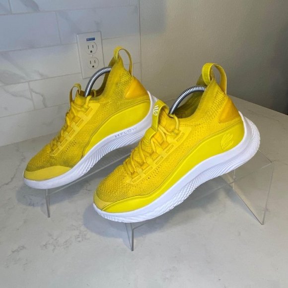 Under Armour Curry TB 8 Flow Smooth Butter Yellow White Men's Shoe 7y Euro 40 - Picture 3 of 8